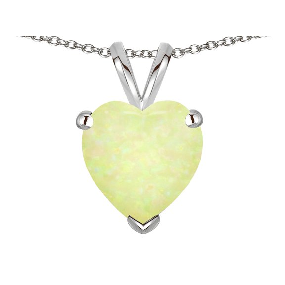Star K � 8mm Heart Created Opal Pendant Necklace