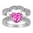 thumbnail image 1 of Star K� 8mm Heart Shape Created Pink Sapphire Wedding Set, 1 of 6