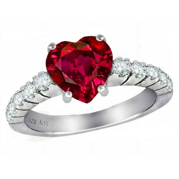 Star K� 8mm Heart Shape Created Ruby Ring