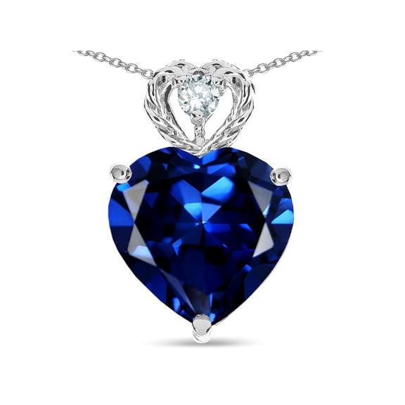 Star K� 8mm Heart Shape Created Sapphire Rope Design Pendant Necklace