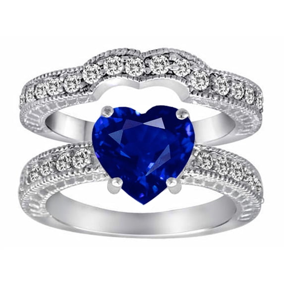 Star K� 8mm Heart Shape Created Sapphire Wedding Set
