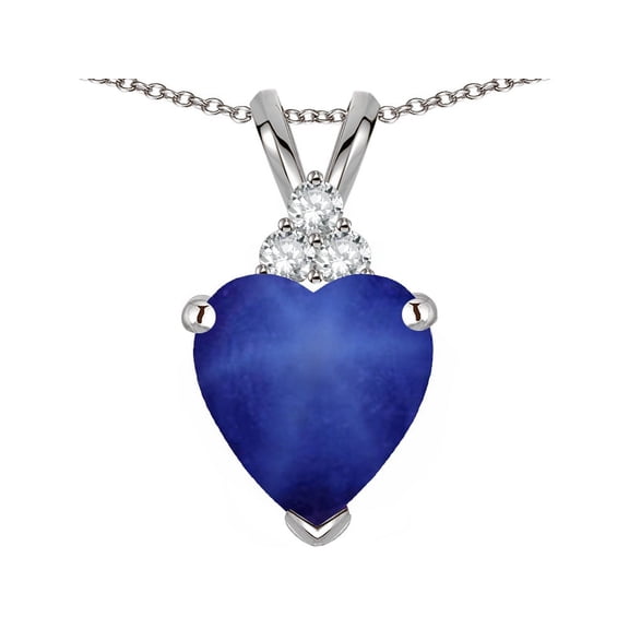 Star K� 8mm Heart Shape Created Star Sapphire Three Stone Pendant Necklace