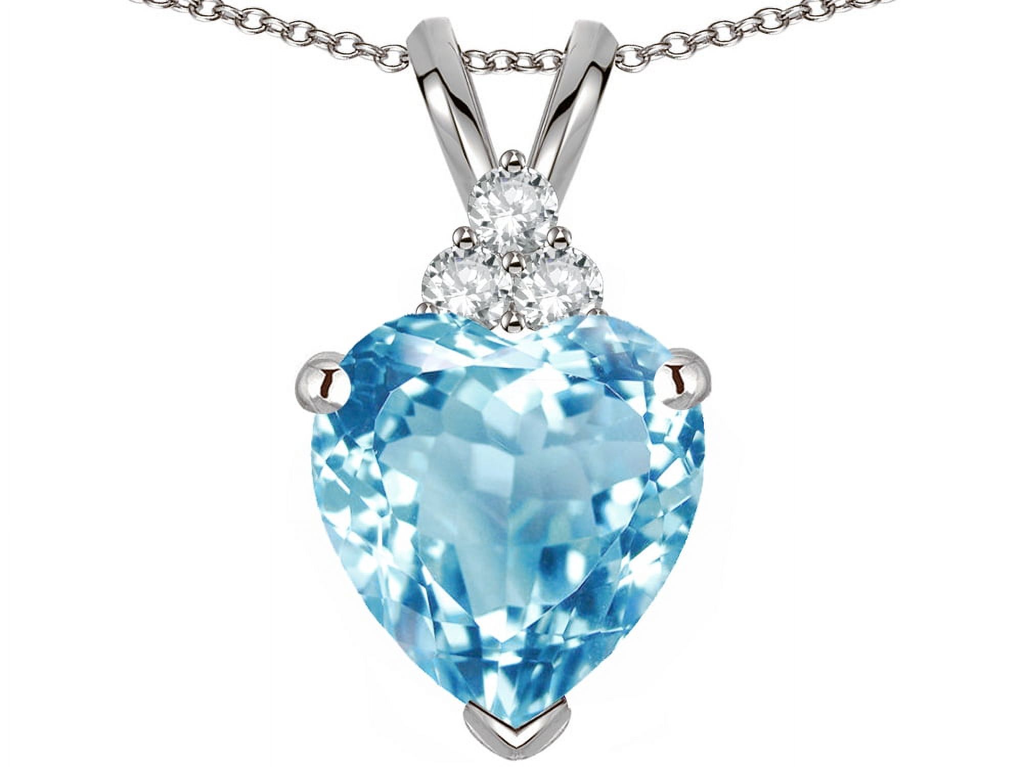 Star K  8mm Heart Shape Genuine Sky Blue Topaz Three Stone