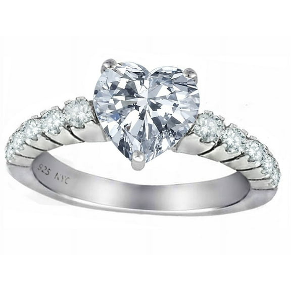 Star K� 8mm Heart Shape Genuine White Topaz Ring