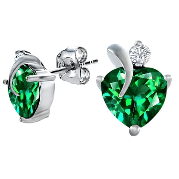 Star K� 8mm Heart Shape Simulated Emerald Heart Earrings
