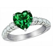 Star K� 8mm Heart Shape Simulated Emerald Ring