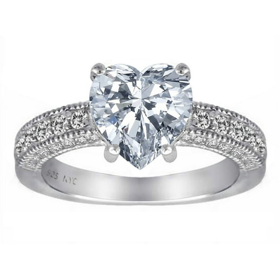 Star K� 8mm Heart Shape White Topaz Ring