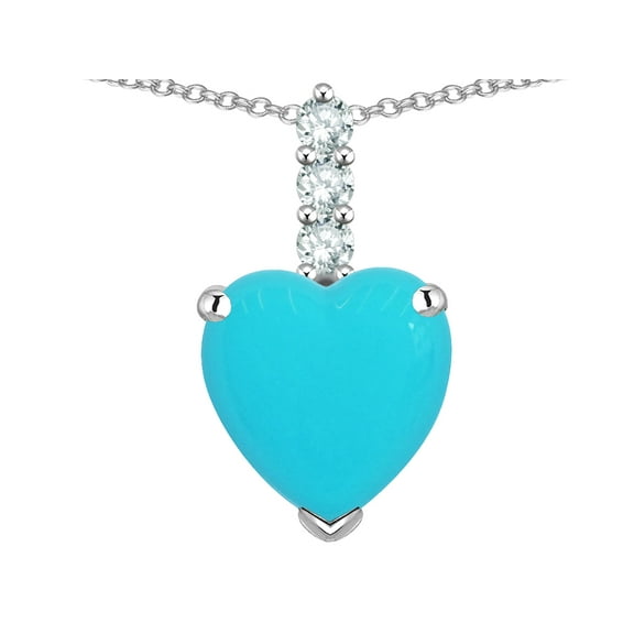 Star K � 8mm Heart Shaped Simulated Turquoise Three Stone Pendant Necklace