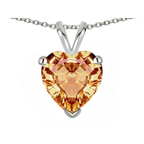 Star K � 8mm Heart Simulated Imperial Yellow Topaz Pendant Necklace