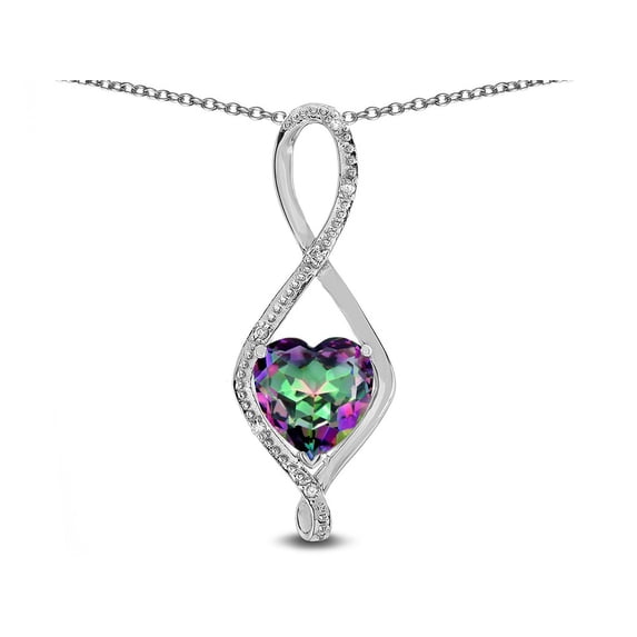 Star K� 8mm Rainbow Mystic Topaz Heart Infinity Loop Pendant Necklace