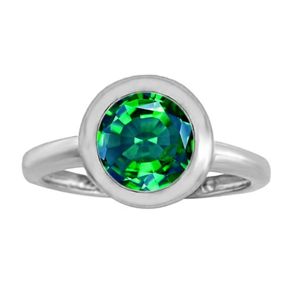 Star K� 8mm Round Solitaire Ring With Simulated Emerald