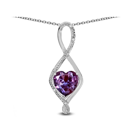 Star K� 8mm Simulated Alexandrite Heart Infinity Loop Pendant Necklace