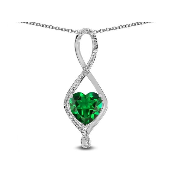 Star Kďż˝ 8mm Simulated Emerald Heart Infinity Loop Pendant Necklace