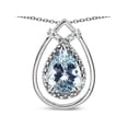 thumbnail image 1 of Star K� 8x6 Pear Shape Genuine Aquamarine Halo Pendant Necklace, 1 of 9