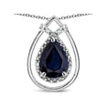 thumbnail image 1 of Star K� 8x6 Pear Shape Genuine Black Sapphire Halo Pendant Necklace, 1 of 9