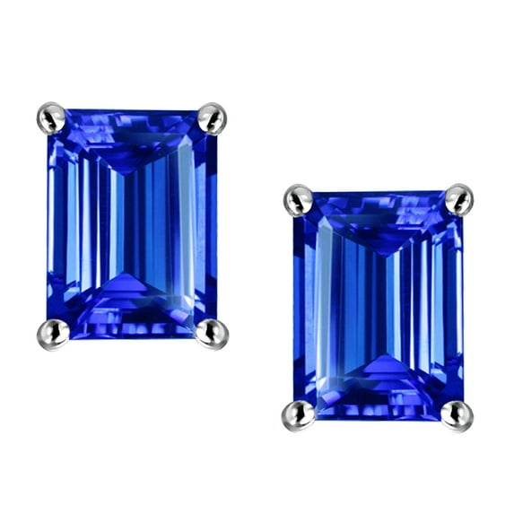 Star K� 8x6mm Emerald Cut Simulated Tanzanite Earrings