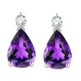 thumbnail image 1 of Star K � 8x6mm Pear Shape Genuine Amethyst Classic Drop Earring Studs, 1 of 9