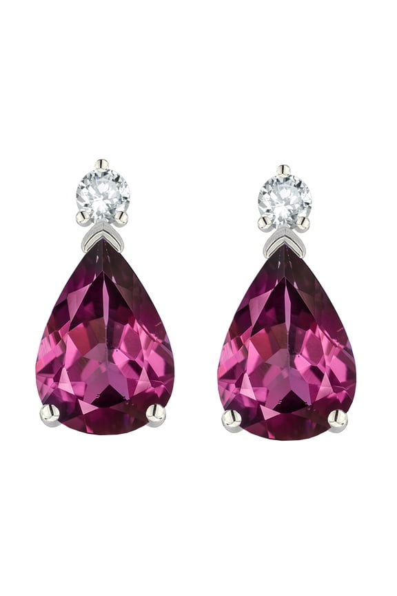 � 8x6mm Pear Shape Genuine Rhodolite Classic Drop Earring Studs