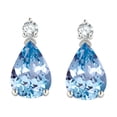 thumbnail image 1 of Star K � 8x6mm Pear Shape Simulated Aquamarine Classic Drop Earring Studs, 1 of 7