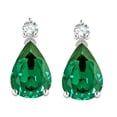 thumbnail image 1 of Star K � 8x6mm Pear Shape Simulated Emerald Classic Drop Earring Studs, 1 of 9