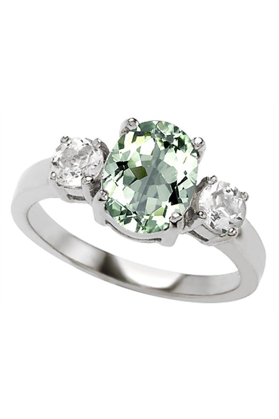 � 925 Genuine Oval Green Amethyst Ring