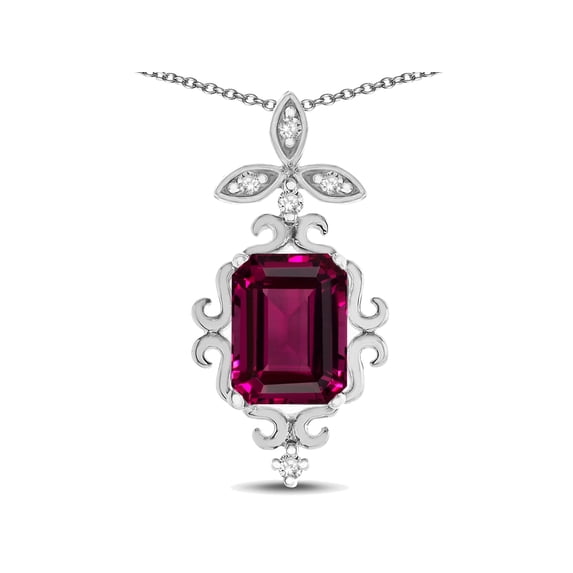 Star K� Antique Vintage Design Octagon Cut Genuine Rhodolite Pendent Necklace