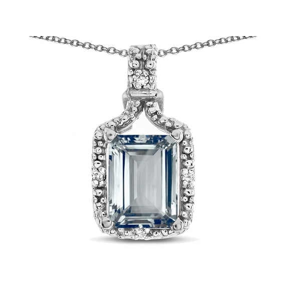 Star K� Antique Vintage Look Emerald Cut 8x6 Genuine Aquamarine Octagon Pendant