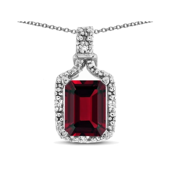 Star K� Antique Vintage Look Emerald Cut 8x6 Genuine Garnet Octagon Pendant