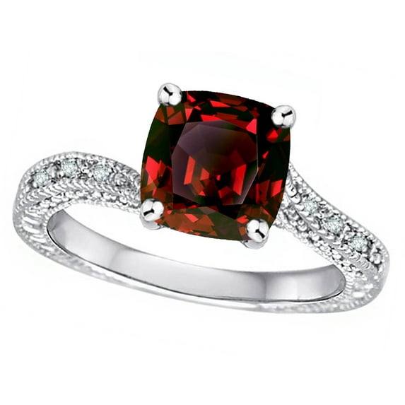 Star K� Antique Vintage Style Cushion-Cut 7mm Genuine Garnet Solitaire Engagement Promise Ring