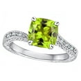 thumbnail image 1 of Star K� Antique Vintage Style Cushion-Cut 7mm Genuine Peridot Solitaire Engagement Promise Ring, 1 of 9
