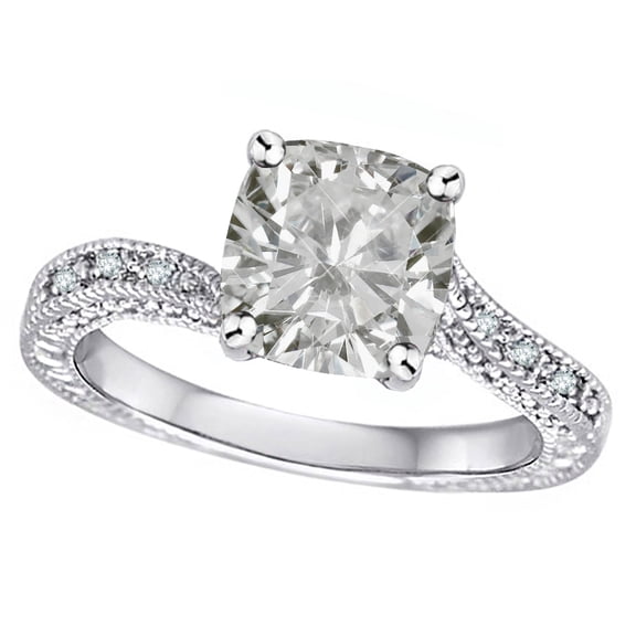 Star K� Antique Vintage Style Cushion-Cut 7mm Genuine White Topaz Solitaire Engagement Promise Ring