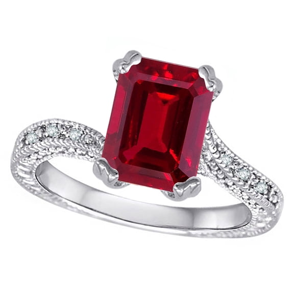 Star K� Antique Vintage Style Emerald Cut 8x6 Created Ruby Solitaire Engagement Promise Ring