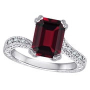 Star K  Antique Vintage Style Emerald Cut 8x6 Genuine Garnet Solitaire Engagement Promise Ring