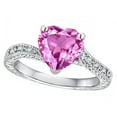thumbnail image 1 of Star K� Antique Vintage Style Heart Shape 8mm Created Pink Sapphire Solitaire Engagement Promise Ring, 1 of 9