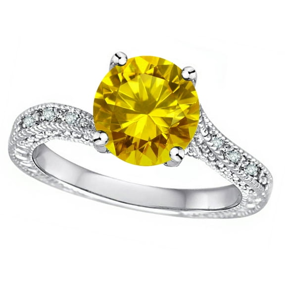 Star K� Antique Vintage Style Round 7mm Genuine Citrine Solitaire Engagement Promise Ring