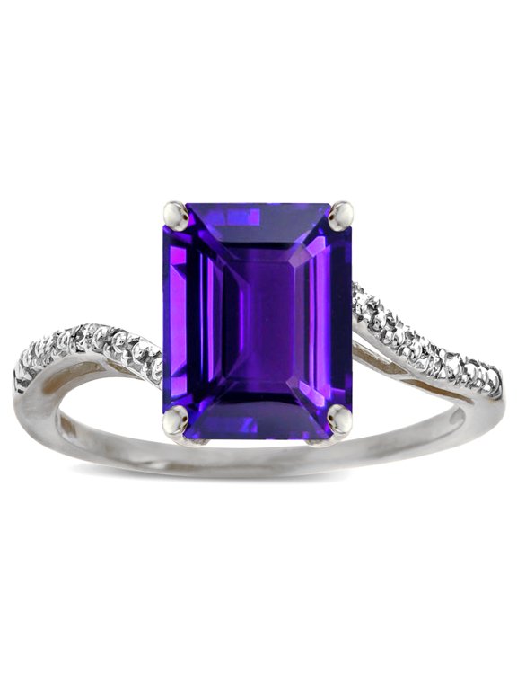 � Big Stone Octagon Emerald Cut 10x8 Amethyst Bypass solitaire ring