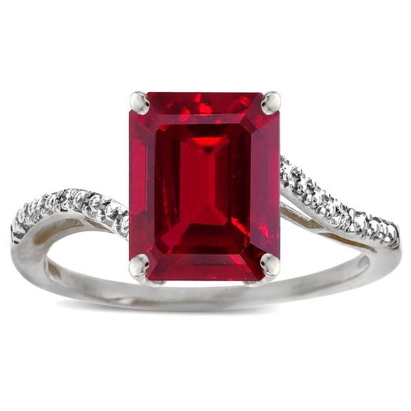 Star K � Big Stone Octagon Emerald Cut 10x8 Created Ruby Bypass solitaire ring