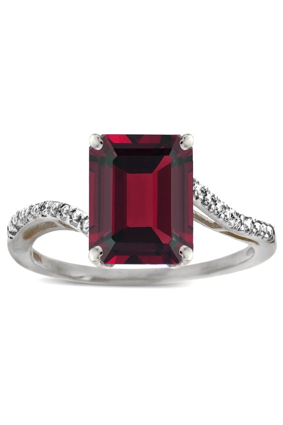 � Big Stone Octagon Emerald Cut 10x8 Garnet Bypass solitaire ring