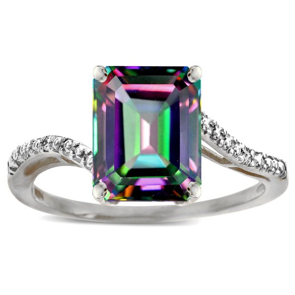 Star K � Big Stone Octagon Emerald Cut 10x8 Mystic Topaz Bypass solitaire ring