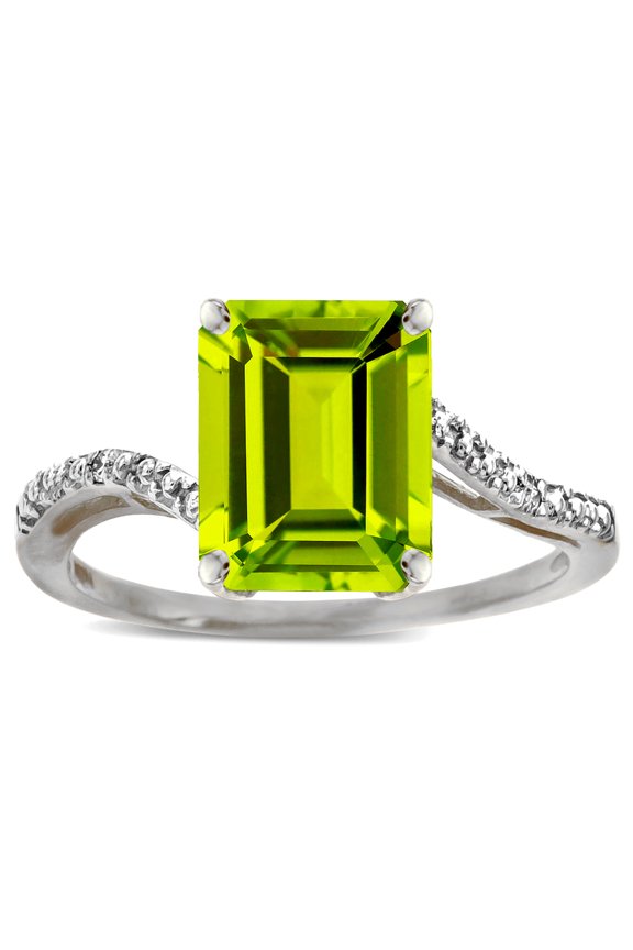 � Big Stone Octagon Emerald Cut 10x8 Peridot Bypass solitaire ring