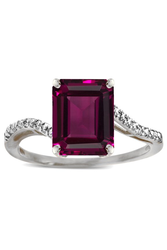 � Big Stone Octagon Emerald Cut 10x8 Rhodolite Bypass solitaire ring