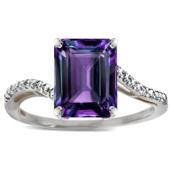 Star K � Big Stone Octagon Emerald Cut 10x8 Simulated Alexandrite Bypass solitaire ring