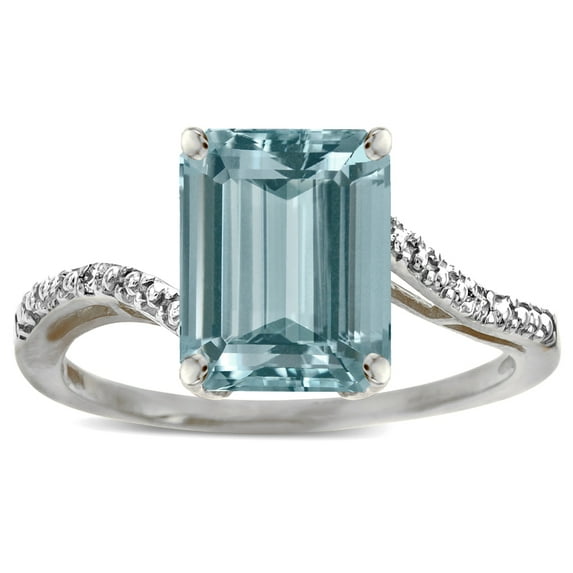 Star K � Big Stone Octagon Emerald Cut 10x8 Simulated Aquamarine Bypass solitaire ring