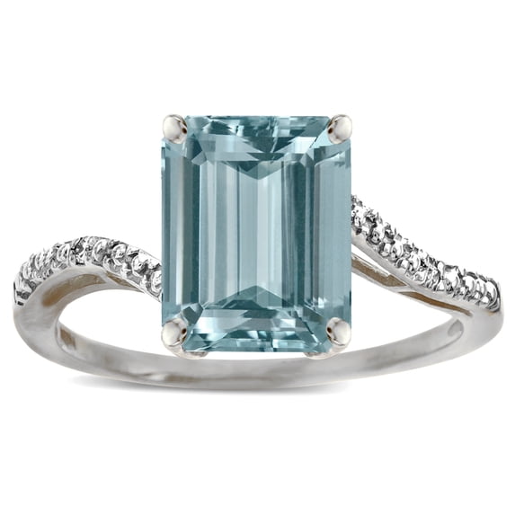 Star K � Big Stone Octagon Emerald Cut 10x8 Simulated Aquamarine Bypass solitaire ring