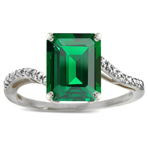 Star K � Octagon Emerald Cut Big Stone 10x8 Simulated Emerald Bypass solitaire ring