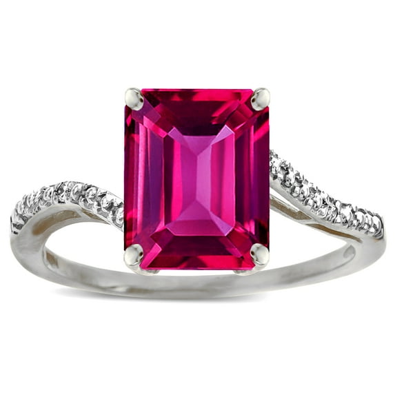 Star K � Octagon Emerald Cut Big Stone 10x8 Simulated Pink Tourmaline Bypass solitaire ring