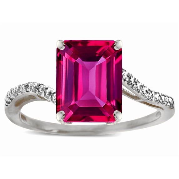 Star K � Octagon Emerald Cut Big Stone 10x8 Simulated Pink Tourmaline Bypass solitaire ring