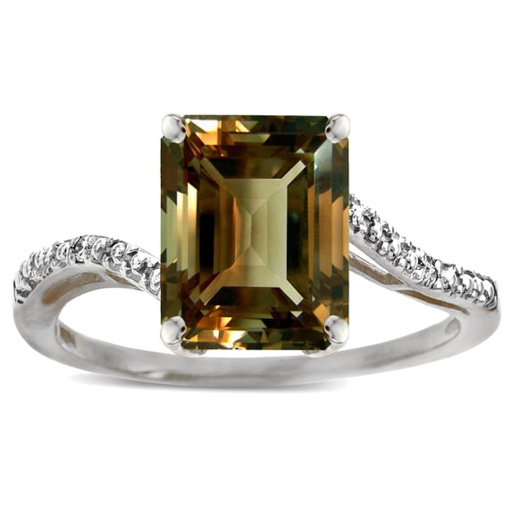 Star K � Big Stone Octagon Emerald Cut 10x8 Smoky Quartz Bypass solitaire ring