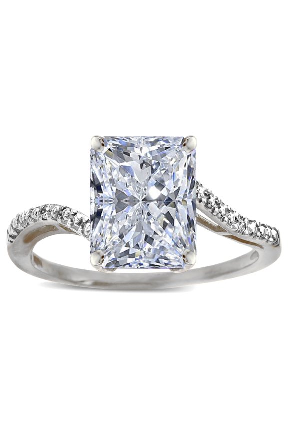 � Big Stone Octagon Emerald Cut 10x8 White Topaz Bypass solitaire ring