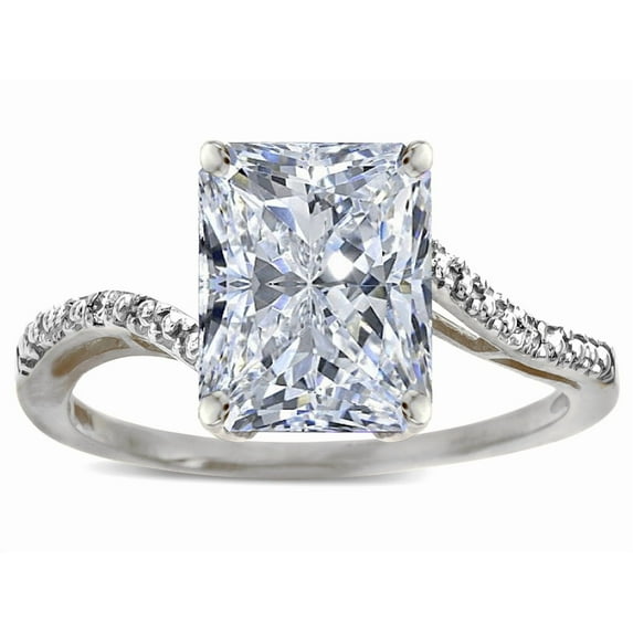 Star K � Octagon Emerald Cut Big Stone 10x8 White Topaz Bypass solitaire ring